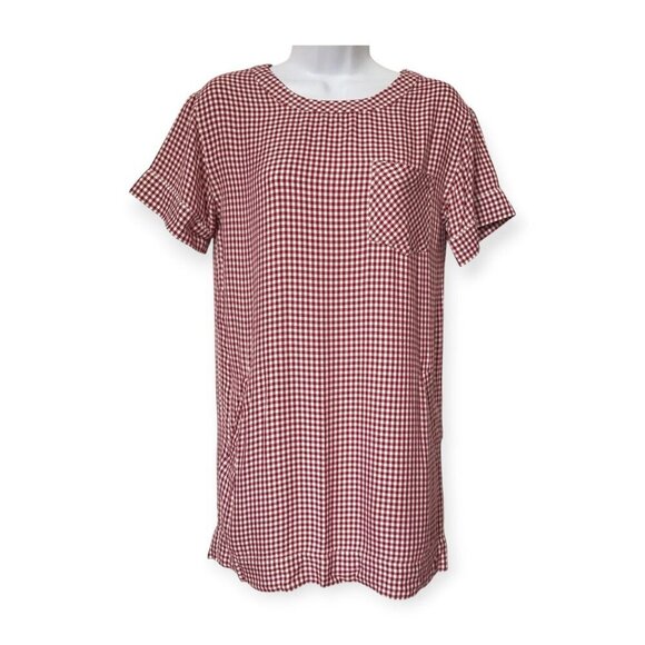 Madewell Filmscore Gingham Short Sleeve Dress, Size XXS, Red - Picture 3 of 14